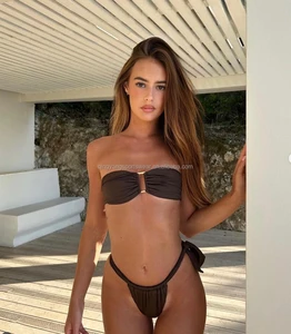 OEM Custom Halter Neck Animal Print Luxury Women's Bandeau Tube Top Triangle String Thong Micro Bikini Set