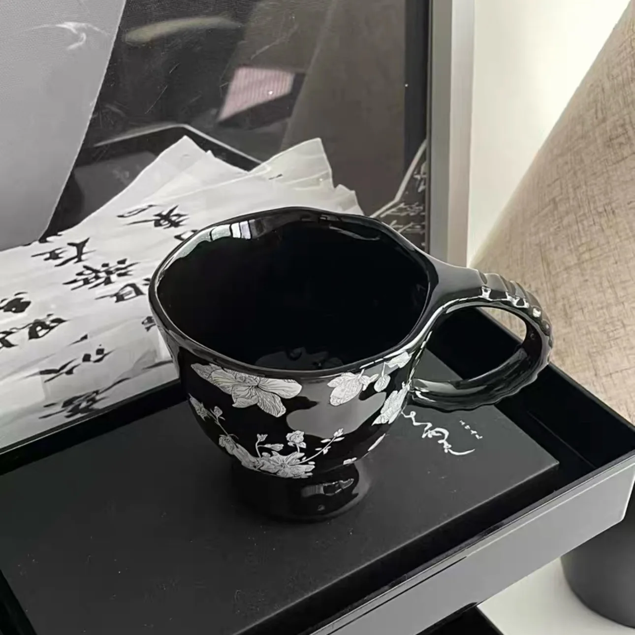 product 2025 new design wholesale retro floral hand pinch gift ceramic water coffee cup mug-52