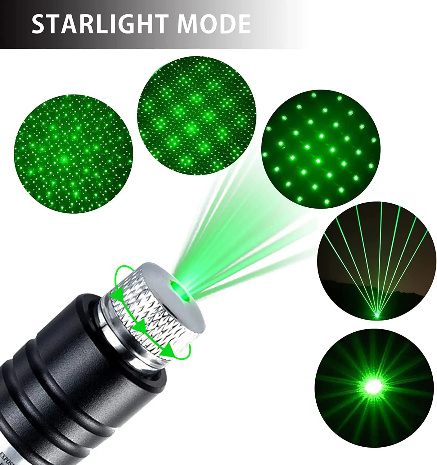 Adjustable Focus Green Beam 303 Laser Pen Usb Laser Pointers Cat Toy