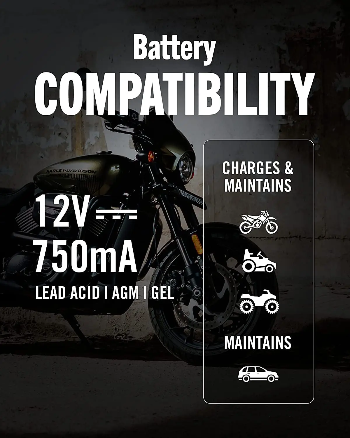 Portable Auto Battery Charger 12v 750ma Lead Acid Batteries Smart