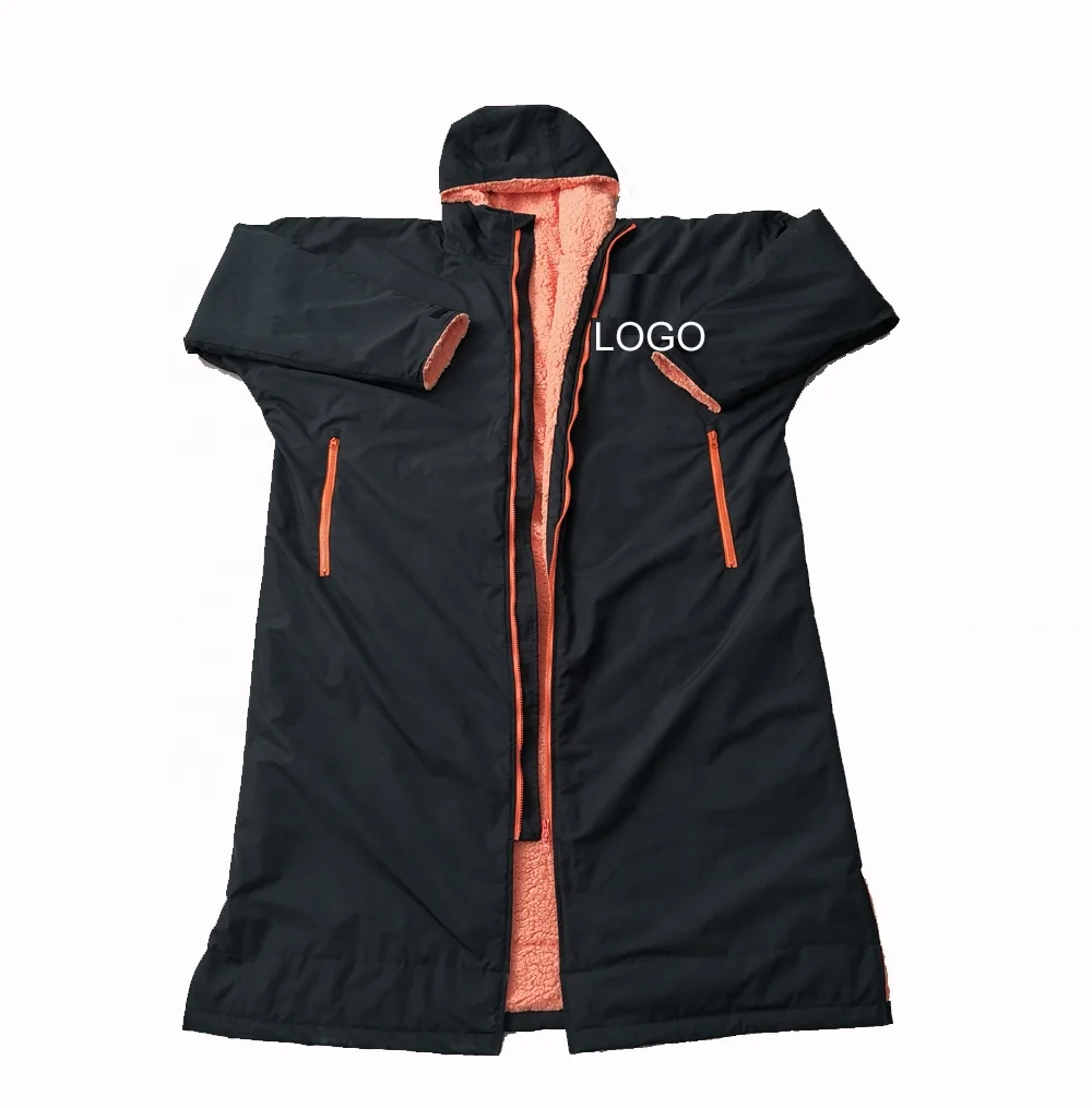 manufacture custom logo orange fleece waterproof windproof changing poncho dry robe