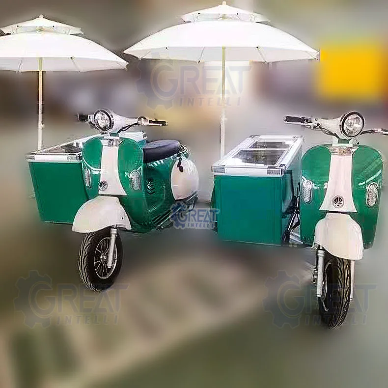 Ice Cream Moped Sidecar Icecream Machines Electric Mobile 3 Wheels Ice Cream Scooter With