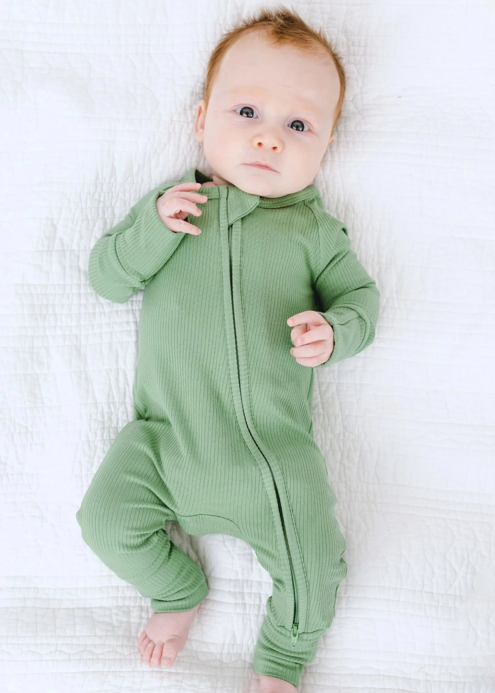 Bamboo Rayon Spandex Baby Footed Toddler Pajamas Romper Zip Front