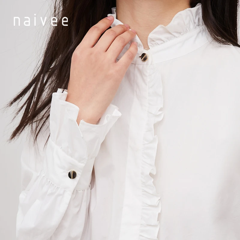 Naivee-blusa Informal De Color Blanco Para Mujer,Blusa Blanca A La Moda - Buy Blusas De Casual Blanca Product on Alibaba.com