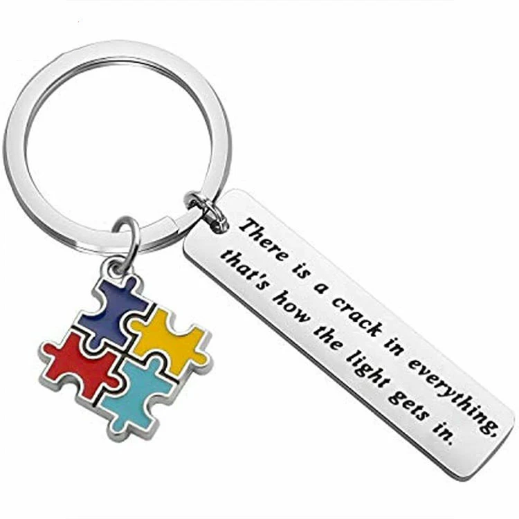 Cute Pretty Enamel Autism Keychain Personalized Charms Wholesale Custom Autism Awareness Metal Luxury Designer Keychains