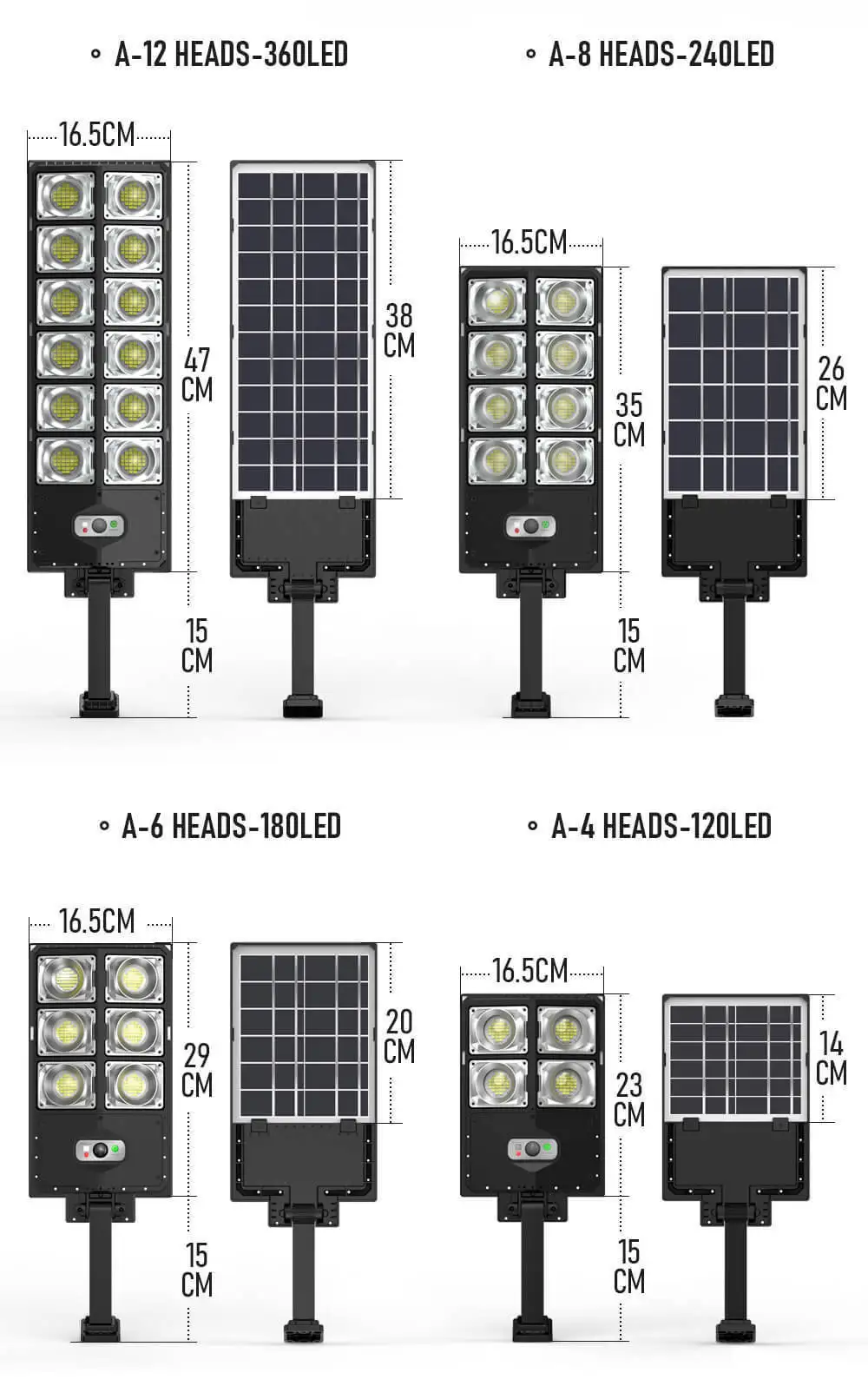 Solar Powered Strong Light Street Lamp for Outdoor Courtyard Lighting