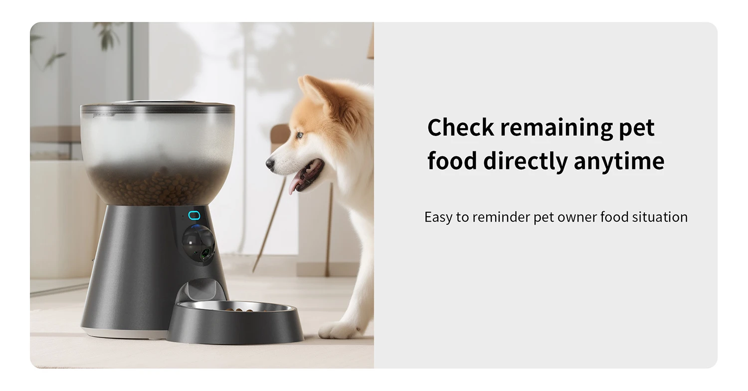 Automatic timed pet feeder 4L portion control eco-friendly white compact square design