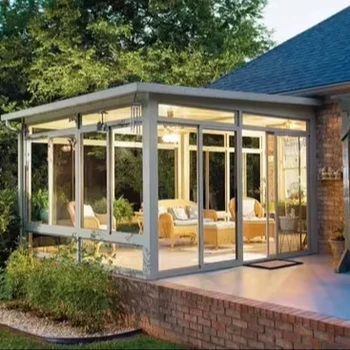 Modern Four Seasons Sliding Aluminum Sunroom with Polygon Roof Molding