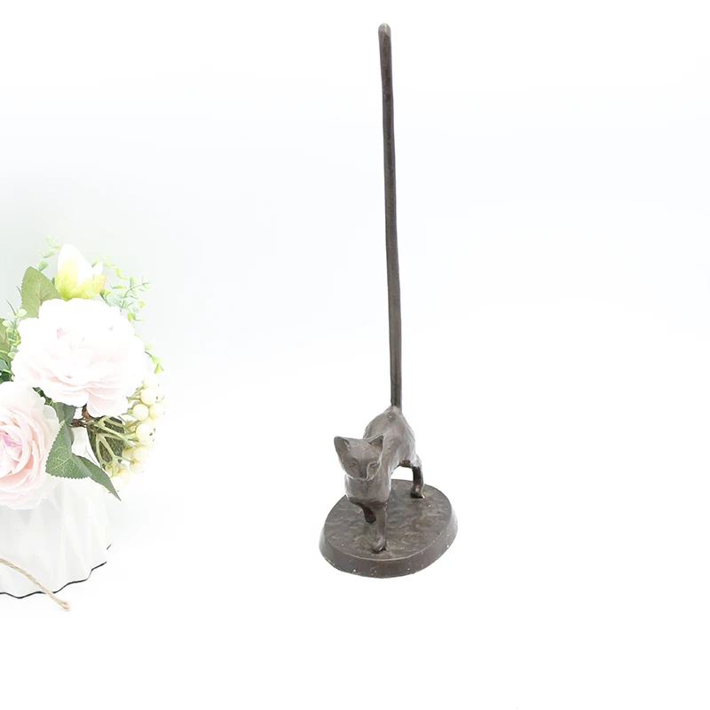 Высококачественный металлический чугунный держатель для бумажных полотенец с котом amazon ручной работы для украшения дома, стоячий кухонный держатель