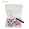 Set: 10 white and 10 pink with screw