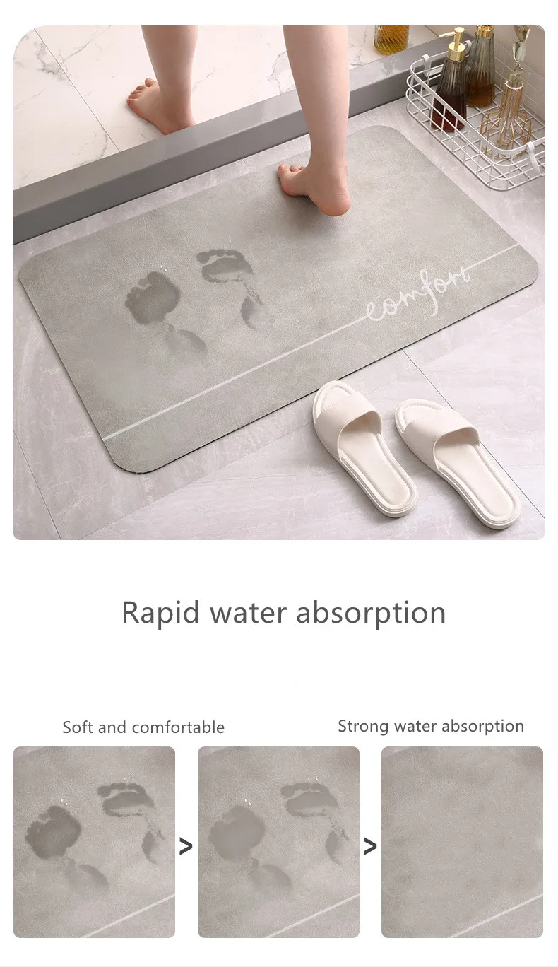 Diatom Mud Environmental Protection Non Slip Bathroom Mat Kitchen Living Room Mat manufacture