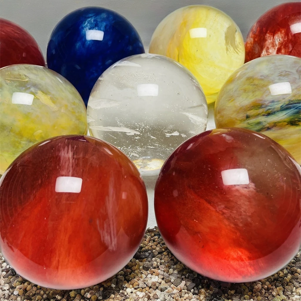 Hot Sale Polished Smelting Stone Ball Red White Blue and Yellow