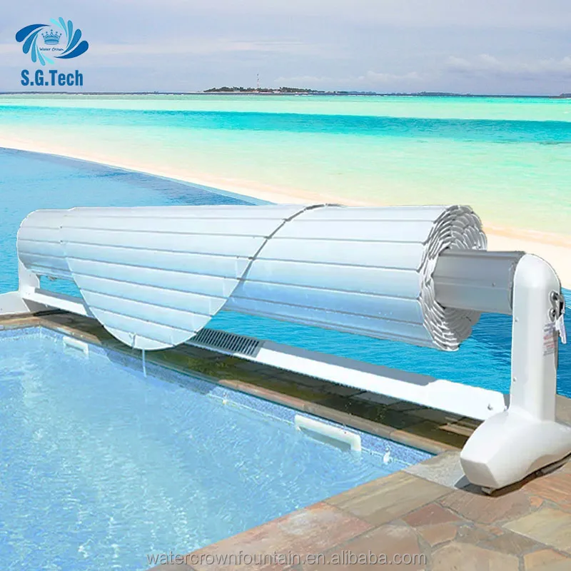 Pool Cover Device Water Crown Custom PC Slated Safety Electric Pool Cover Automatic ...