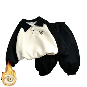 New children's fleece hoodie set sportswear for boys and girls casual children's wear outerwear sweatpants two-piece set