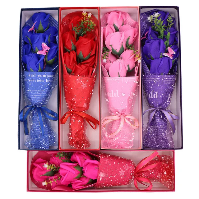 China top selling luxury rose box wedding gift set artificial soap promotional gift set Valentine's Day office gift box set