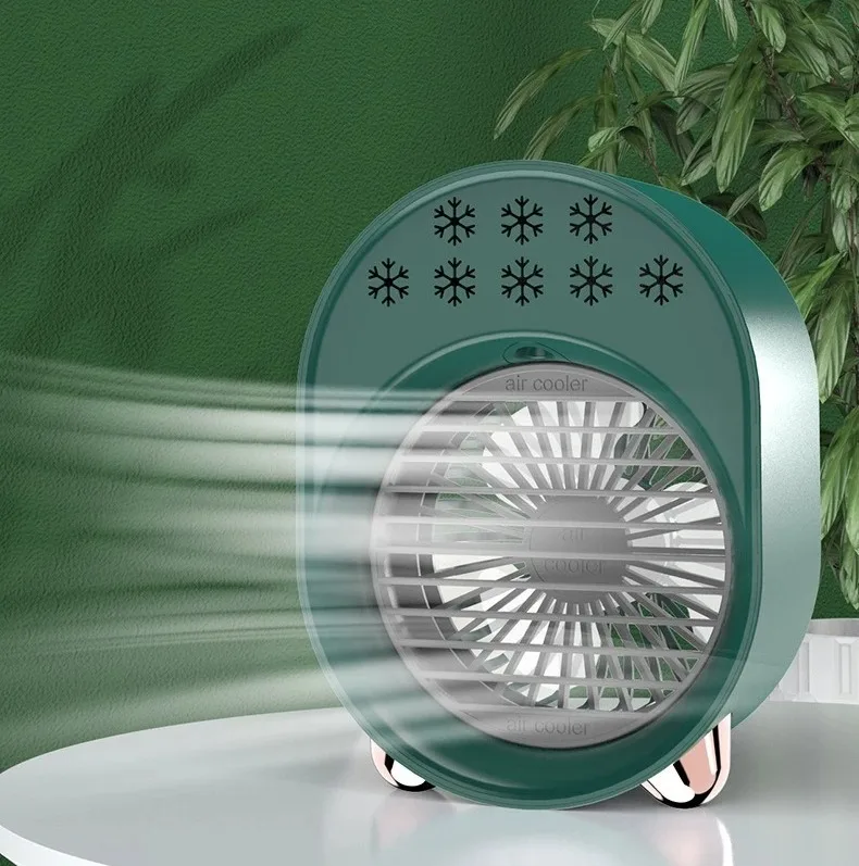 Neuer tragbarer USB-Ventilator für Büro und Schreibtisch, Mini-Klimaanlage mit Luftbefeuchtung und farbigem Nachtlicht_voghion.com