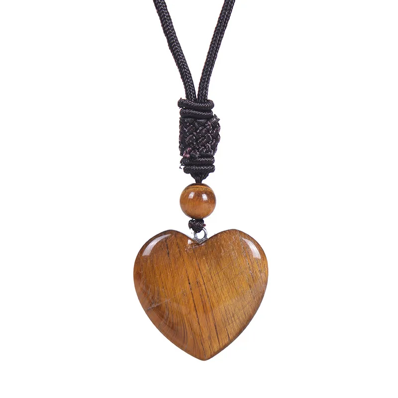 New Design Vintage Natural Stone Heart Shape Pendant Necklace Natural