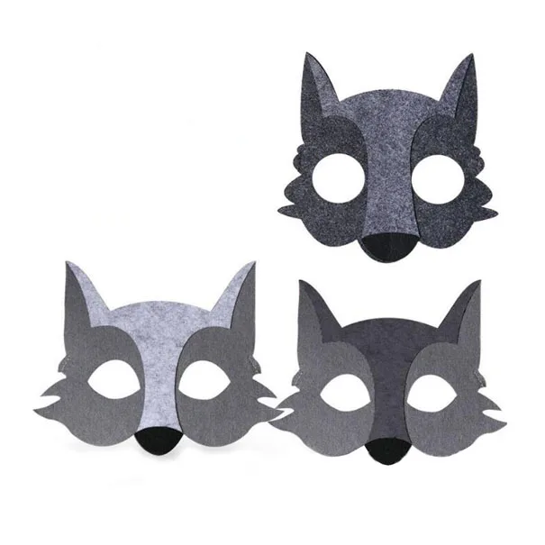 WOLF FELT FACE MASK WOLF MASK DRESS up COSTUME PRETEND PLAY KIDS MASK