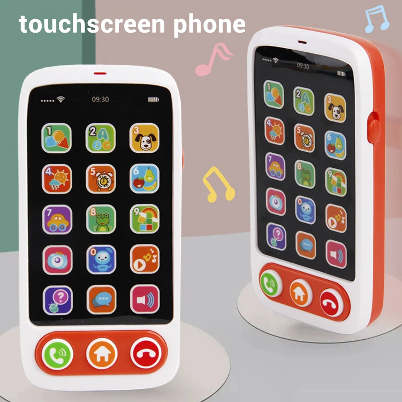Mini Cartoon Electronic Simulation Touch Screen Phone Machine Educational Plastic Early Learning Toy for Toddlers Mobile Music