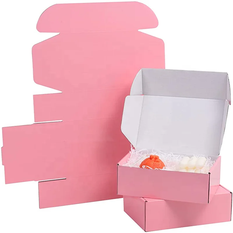 Corrugated Gift Packaging Box Paper Custom Mailer Craft Paper Box Pink Shipping Boxes For Small