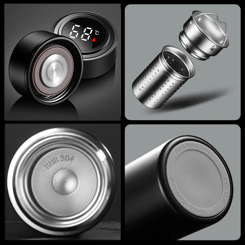 2025 IFAN, лидер продаж, светодиодный дисплей температуры, бутылка для заварки чая, умная бутылка для кофе, 16 унций, цифровая