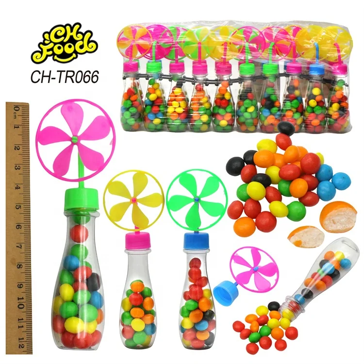 Wholesale Windmill Bottle Toy Filled with Mini Colorful Sugar Coated Cereal Ball Custom Bottle Candy Toy for Kids OEM Halal