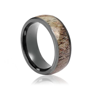 Tizti Tantalum Jewelry Ring 99.99% Pure Tantalum Ring Inlaid Natural Antler Men Tantalum Wedding Rings