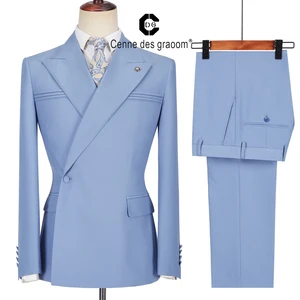 Cenne Des Graoom 2026  Men's Suits One Button Double Breasted Tailor-Made Blazer Pants Business Party Wedding Terno Masculino