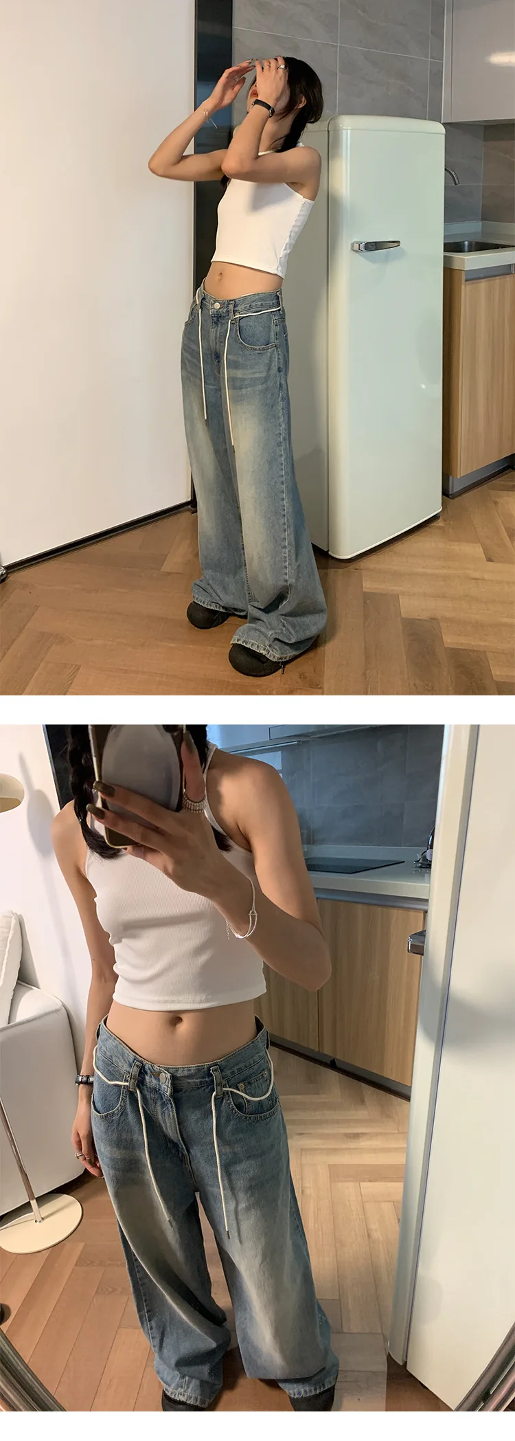 Custom Skater Jeans Wide Leg Pants Denim Pants Baggy Denim Jeans Femmes Women's Pants Women Jeans