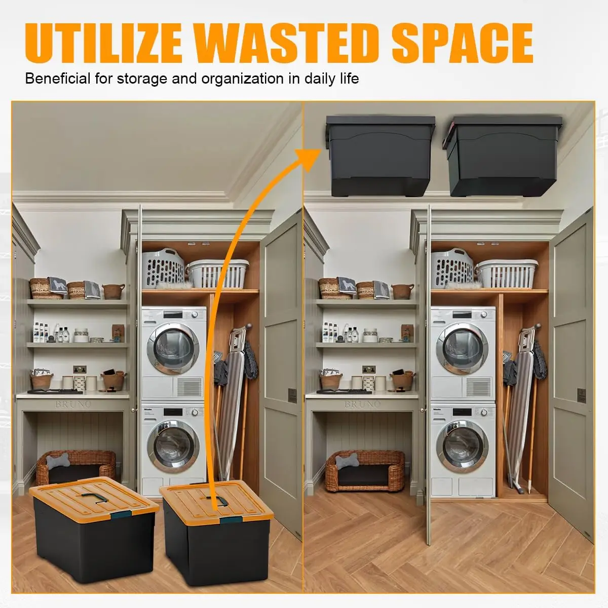 Overhead Ceiling Adjustable Width Orientation Garage Storage Bins Bracket Rack