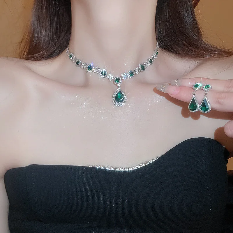 Luxury Diamond Pendant & Earrings Set for Women