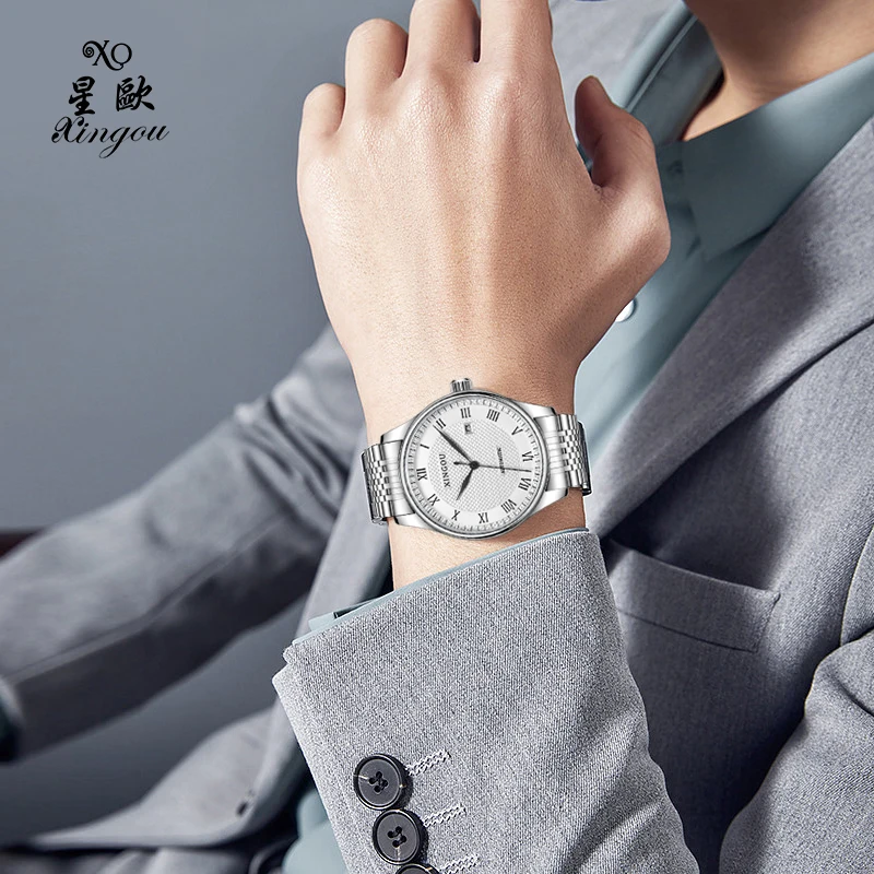 Top Brand XINGOU 8038 Men Analog Watches Dress Business Single Calendar Luminous Hands Automatic Mechanical Watches for Men