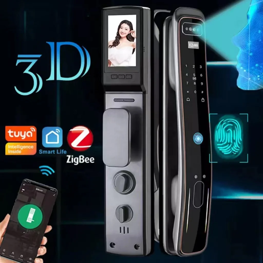 Zigbee Smart Wifi Fingerprint Door Lock Fully Automatic Security Aluminum Door Sliding RFID Camera Face Recognition Features