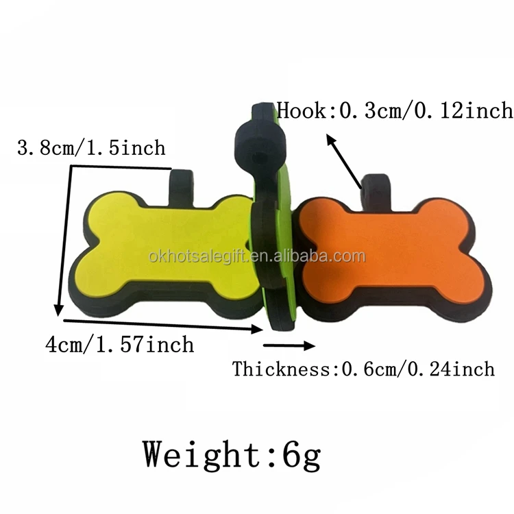 OKSILICONE Ready to Ship Different Shape Set Silicone Pet ID Tags Solid Color Double Sided Print Pet Name Phone Number Tag