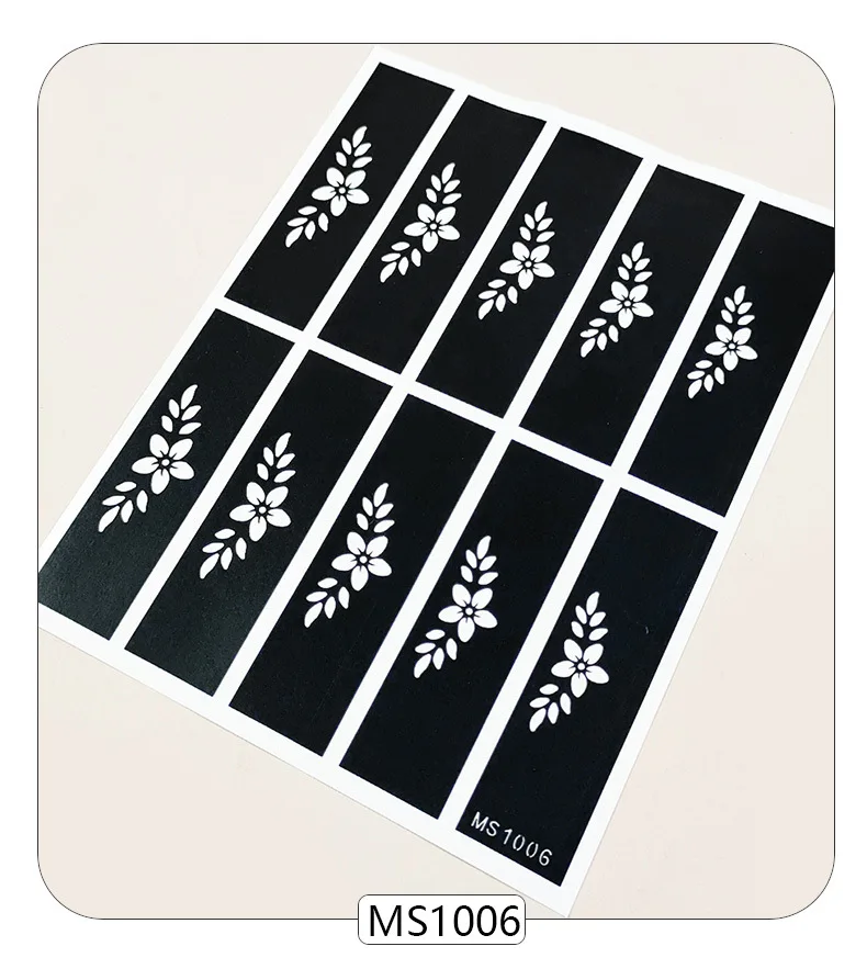 Оптовая Продажа с фабрики высококачественный новый трафарет для тату-тату из хны полуногтевого цветка модель Ближнего Востока шаблон