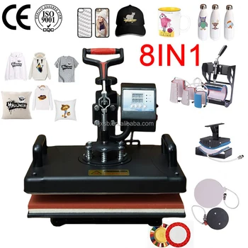 8 In 1 Combo Heat Press Machine Cup Magic Mug T-Shirt Printing Machine 8 1 Sublimation Machine Price