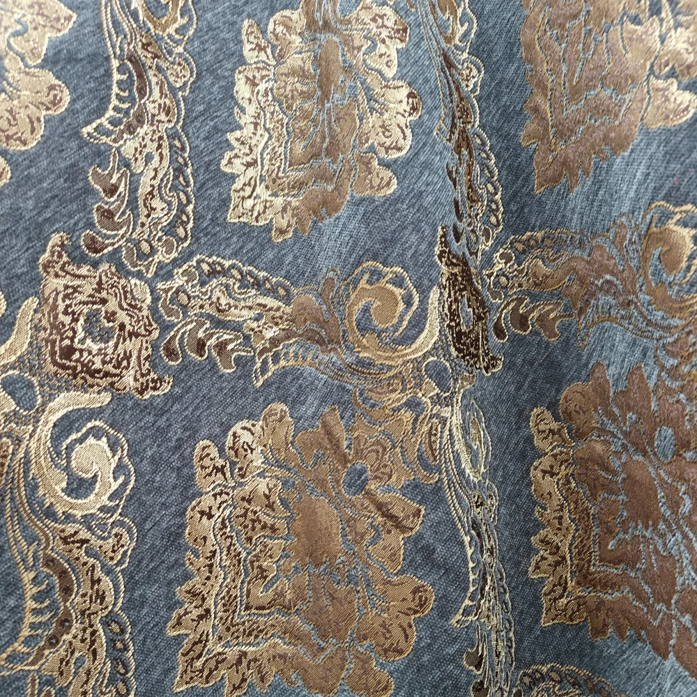 Waterproof Peach Color Gold Damask Jacquard Fabric for Home Deco Breathable Chenille Upholstery Home Textile Use