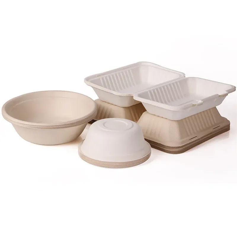 Compostable Bagasse Round Plates Disposable Biodegradable Paper Dinner ...