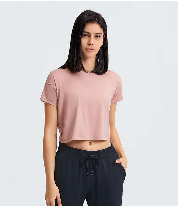 Wholesale Blank Crop Top Tee Shirt Plain Short Tshirt Loose Cropped T ...