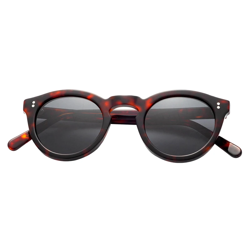 Retro Round Mazzucchelli Custom Logo Cellulose Acetate Frame Polarized Sunglasses