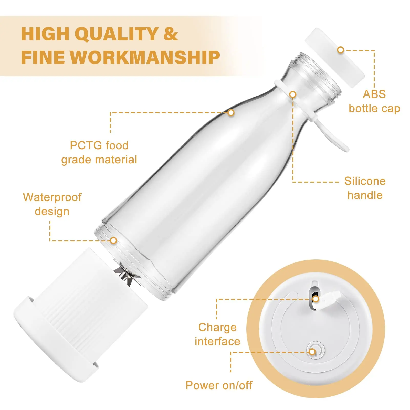 Tiktok Hot Selling Portable 420ml Fruit Ice Mixer Cup Blender Usb