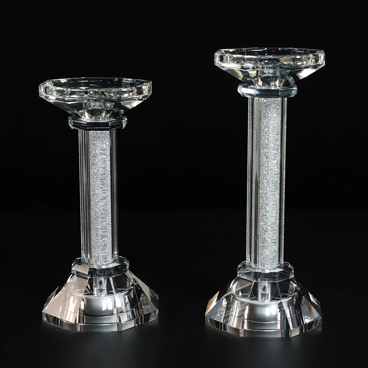 Gorgeous crystal pillar tall glass candle holders crystal candlesticks candles jars for wedding table decor