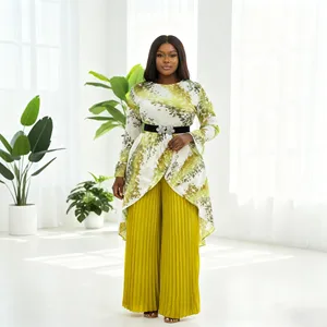 New Autumn-winter Women's Two-piece Top and Pants Set with High-quality Pleated Women's Clothing From Europe and America