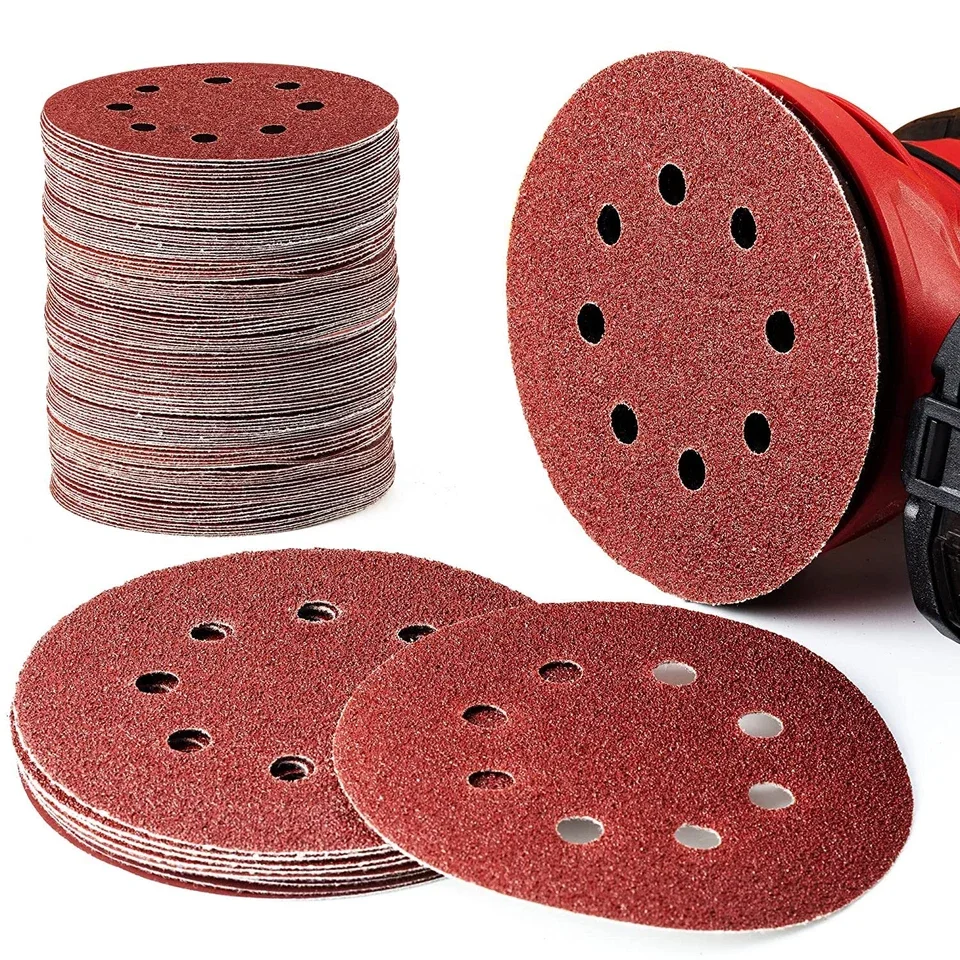 En stock local - Livraison rapide - 100 disques de ponçage abrasifs de 5 pouces (12,7 cm) à 8 trous avec fixation auto-agrippante - Grain 40-180 - Pour ponceuse orbitale aléatoire_voghion.com