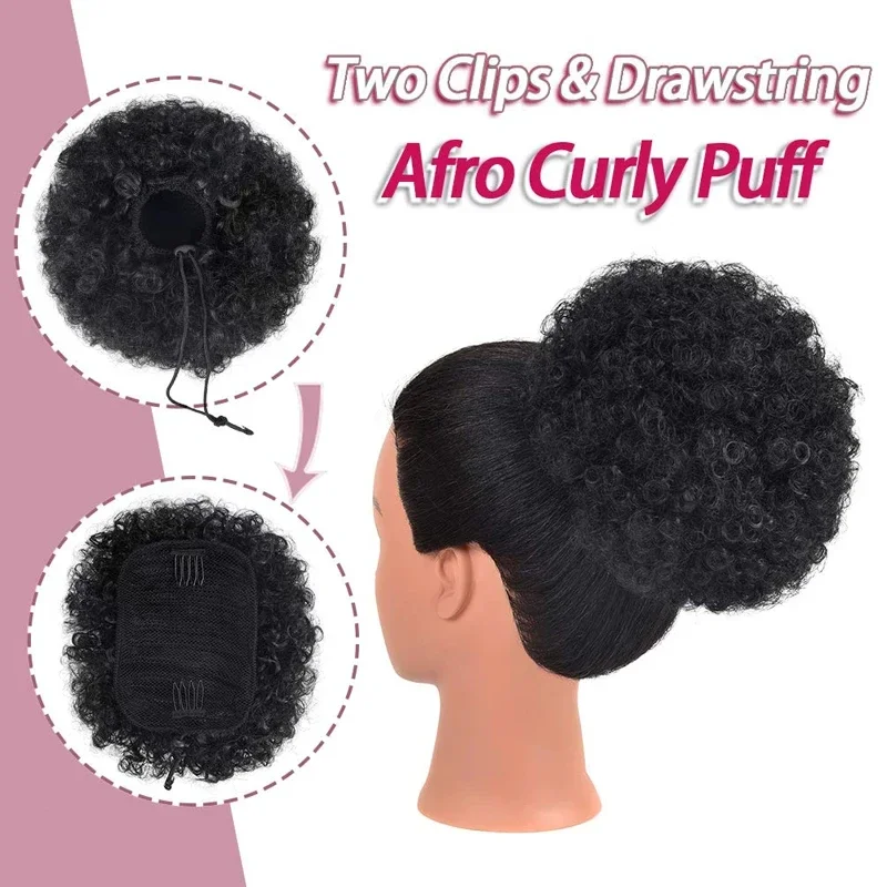 10 Inch Afro Puff Drawstring Paardenstaart Extension voor Zwarte Vrouwen_voghion.com