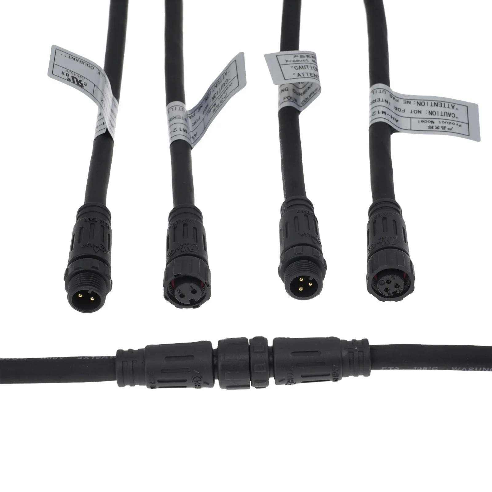 Aohua Custom Mini Waterproof IP67 Connector for LED Outdoor Automotive Lighting M12 2pin 3pin 4pin 5pin 6pin 7pin 8pin