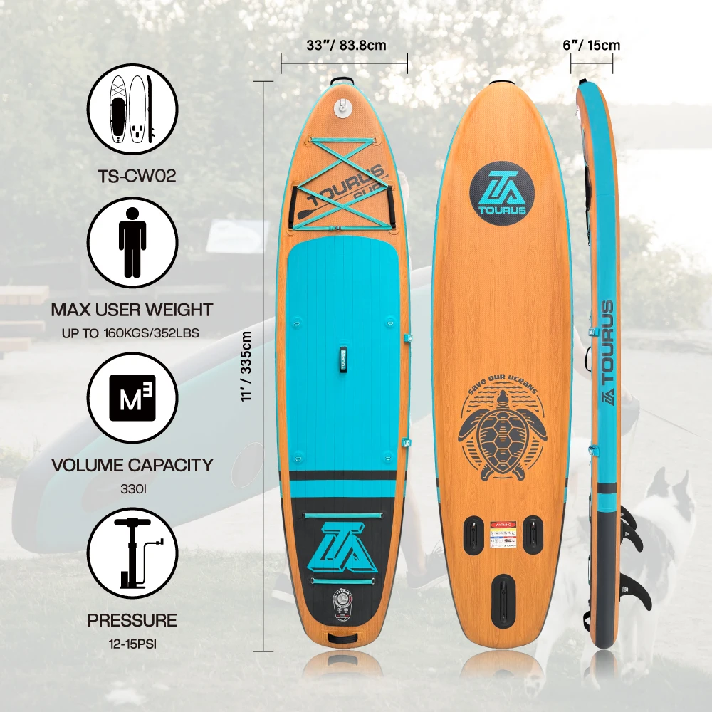 TOURUS Inflatable Paddle Board - 11'x33''x6'' SUP Board
