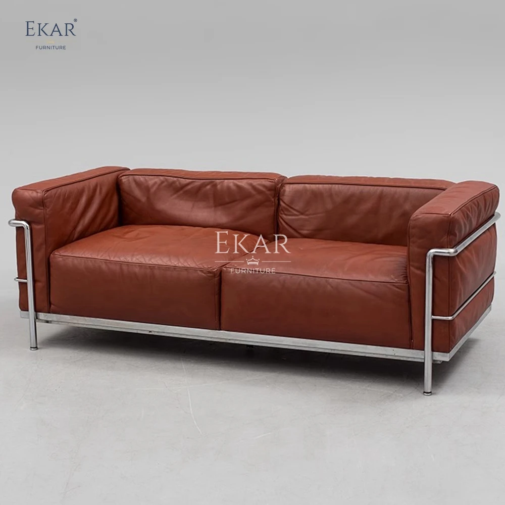 product modern stainless steel frame sofa down and pu leather set for living or hotel wood foam padding for living room furniture-61