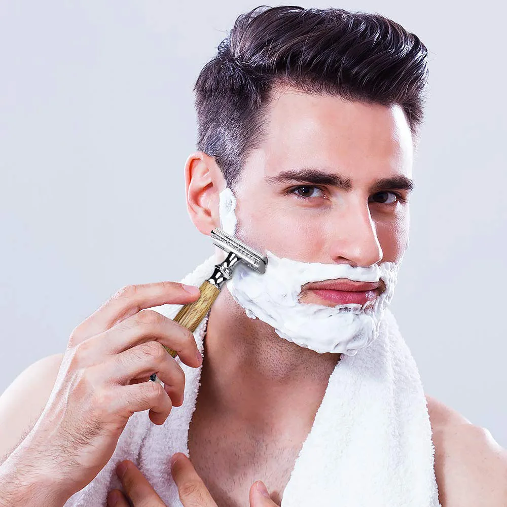 High Quality Bamboo Curved Handle Safety Shaving Razor For Beard - Buy ...