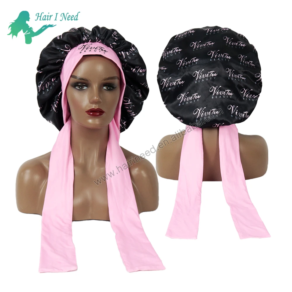 China Customize Sublimation Double Layered Silk Bonnets For Women